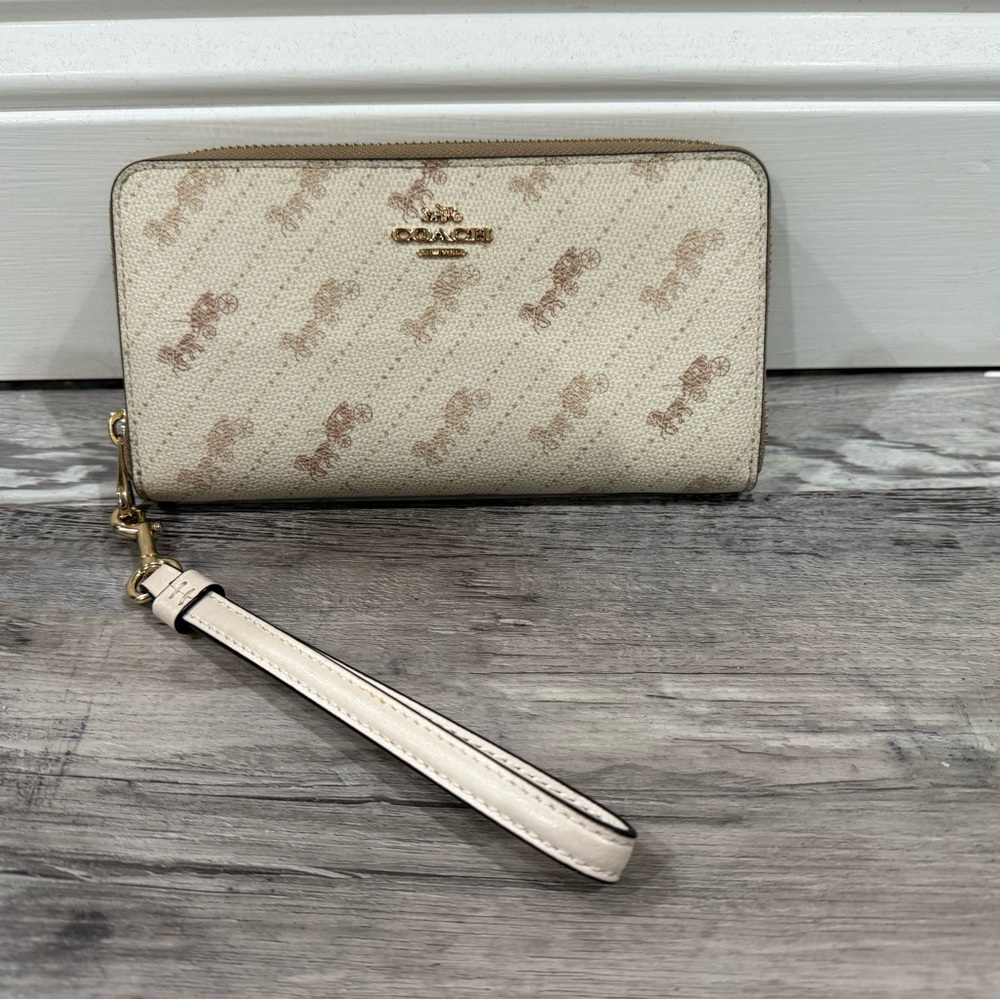Coach Cream and Brown signature women’s wallet